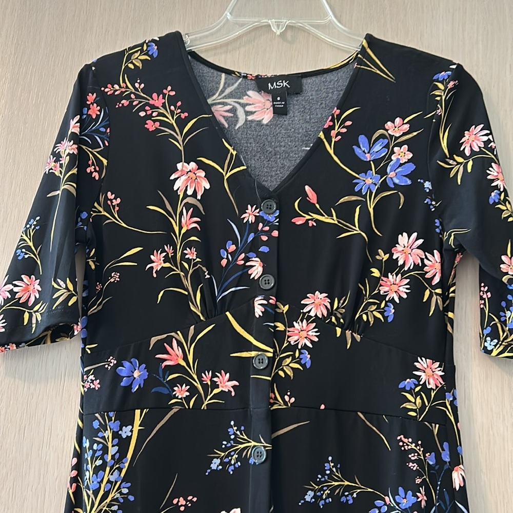 MSK maxi dress. New! Black, pink, blue, floral. Size S - Picture 2 of 10